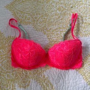 Victoria’s Secret Hot Pink Lace Push Up Bra - Size 34D